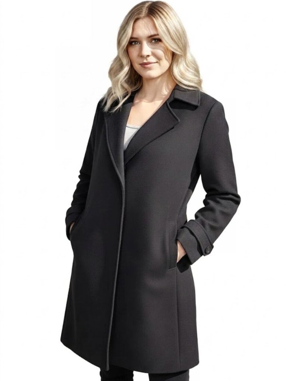 T Tahari Black Trench Coat, Womens Size Large